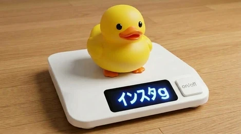 体重計に乗るアヒル