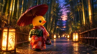 京都府の竹林の小径に似た場所が、アヒルの世界にもあるみたい