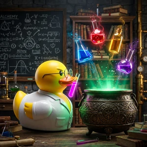 怪しい実験をする科学者アヒル