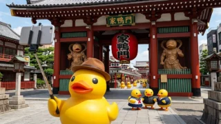 東京都の浅草寺に似た場所が、アヒルの世界にもあるみたい