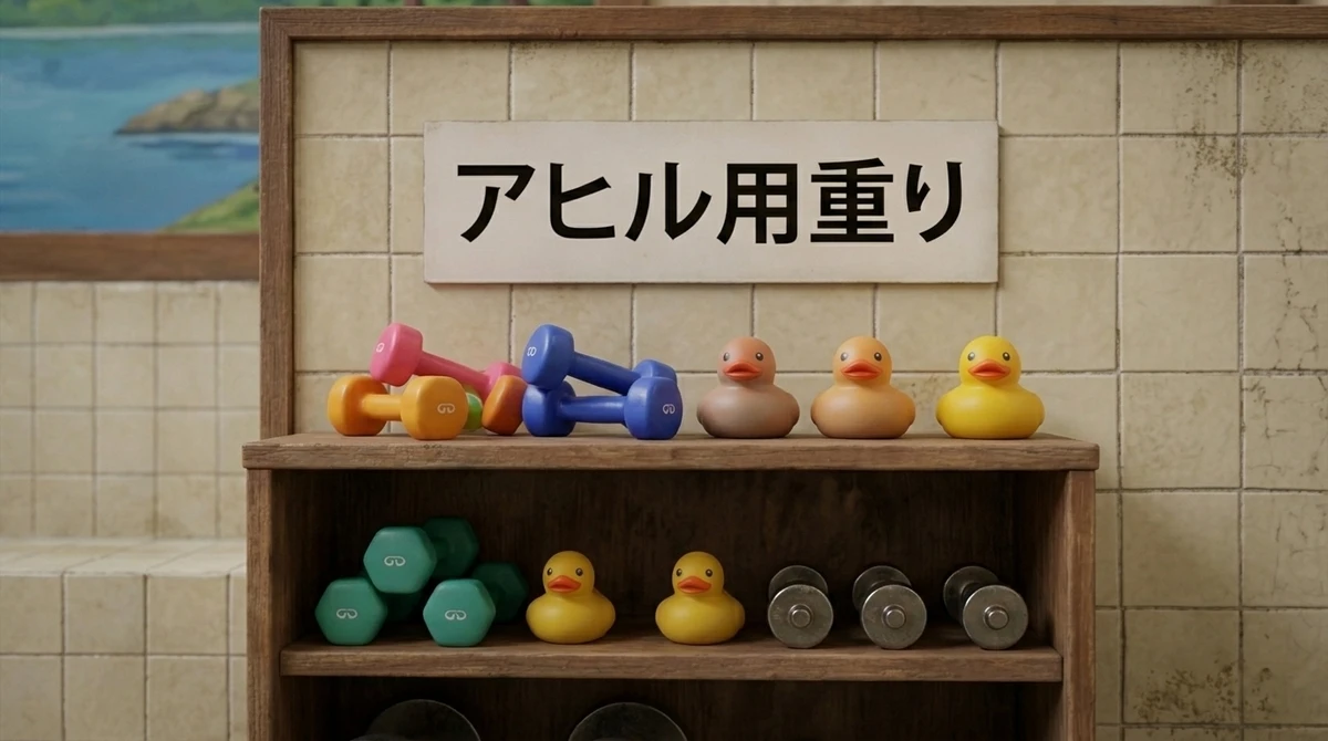 銭湯につかるためのアヒル用重り